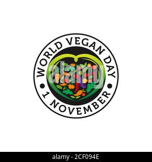 Illustrazione vettoriale del giorno vegano del mondo. Adatto per biglietti d'auguri, poster e striscioni. Illustrazione Vettoriale