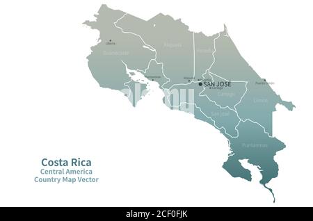 Mappa vettoriale Costa Rica. Mappa del paese Serie Verde. Illustrazione Vettoriale