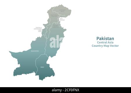 mappa vettoriale del pakistan. Mappa del paese Serie Verde. Illustrazione Vettoriale