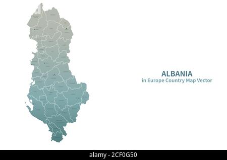 Mappa vettoriale Albania. Mappa dei Paesi europei Serie Verde. Illustrazione Vettoriale