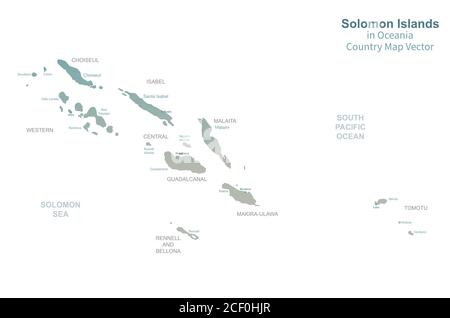 Solomon Islands Mappa vettoriale. Mappa del Sud Pacifico. Illustrazione Vettoriale