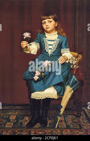 Brown John George - Daisy Mccomb tenendo una rosa - British School - 19 ° secolo Foto Stock