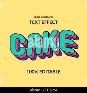 wave torta divertente fumetto pop colorato editabile adobe illustrator effetto font per display bambini Illustrazione Vettoriale