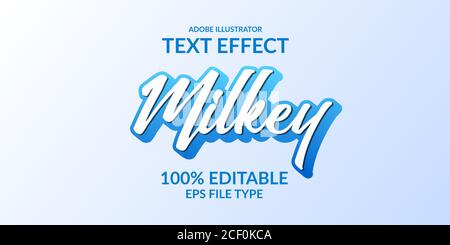 script blu effetto testo adobe illustrator. effetto testo modificabile per il titolo della testa di cibi o bevande Illustrazione Vettoriale