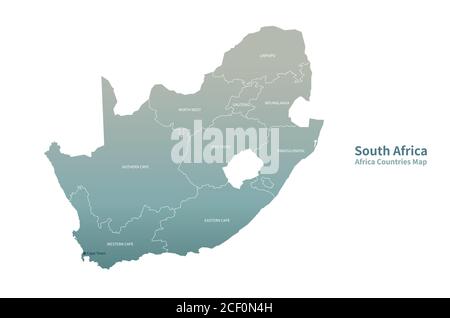 Mappa vettoriale del Sud Africa. Mappa dei paesi africani. Illustrazione Vettoriale