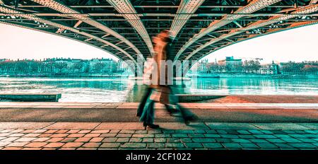 Sotto l'Università di Brodge Lione, Francia Foto Stock