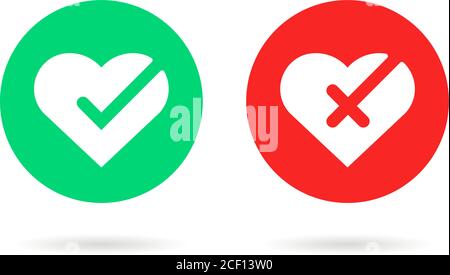 segni di spunta icona come cuori Illustrazione Vettoriale