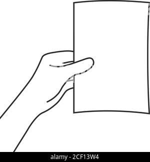 documento cartaceo lineare in mano della donna Illustrazione Vettoriale