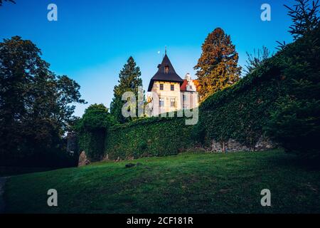 Zleby Chateau è un castello nel villaggio con lo stesso nome circa 7 km a est di Caslav. Originariamente era un castello costruito dal Lichtenburg. Foto Stock