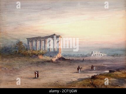 Goodall Frederick - paesaggio nordafricano con antichi templi e. Figure - British School - XIX secolo Foto Stock