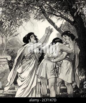 ATTO III, SCENA III., Orestes, Ifigenia, Pylades, scena di Ifigenia a Tauris, Johann Wolfgang von Goethe Foto Stock