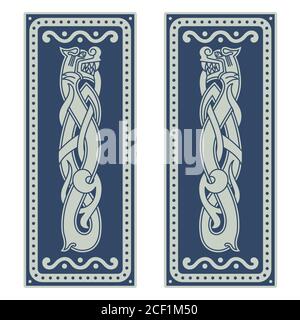 Drago d'epoca. Illustrazione in stile Celtico scandinavo Illustrazione Vettoriale