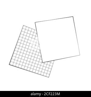 Nota: I fogli bianchi di carta squadrata si stende sulla superficie, illustrazione isolata. Flat Lay vuoto business note pages digital.Top view squared grid paper Foto Stock