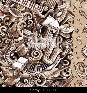 Cartoon vettoriale doodles cornice musicale classica Illustrazione Vettoriale
