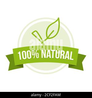 100% di badge naturale Foto Stock