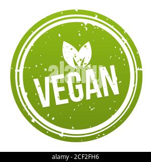 Green Vegan Badge - tasto Vegan. Vettore Eps10. Foto Stock