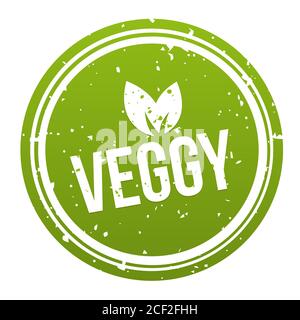 Green Veggy Badge - tasto Vegan. Vettore Eps10. Foto Stock