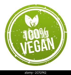 Tasto verde 100% Vegan Badge. Vettore Eps10. Foto Stock