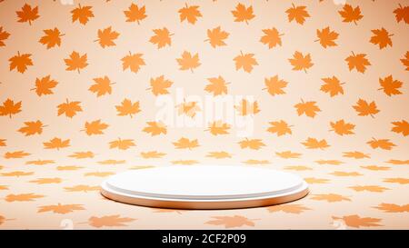 Piattaforma bianca vuota su Leaves Pattern Studio background Foto Stock