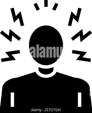 rabbia problemi psicologici glifo icona illustrazione vettore Illustrazione Vettoriale