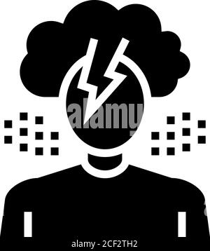 depressione problemi psicologici illustrazione del vettore dell'icona glifo Illustrazione Vettoriale