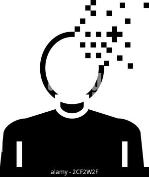 demenza problemi psicologici illustrazione del vettore dell'icona glifo Illustrazione Vettoriale