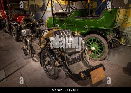 Regno Unito, Inghilterra, Coventry, Museo dei Trasporti, 1904 Humber Olympia Forecar Foto Stock