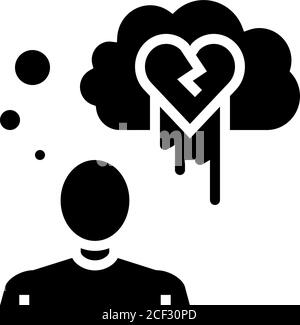 suicidio problemi psicologici glifo icona illustrazione vettore Illustrazione Vettoriale
