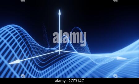 Visualizzazione asse equazione formula matematica, griglia astratta moderna, struttura a reticolo, sfondo, concetto di tecnologia digitale, rendering 3D Foto Stock