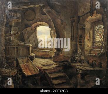 Cooke Edward William - interno DEL mulino del Padre di Rembrandt Upper Piano 2 - Scuola Francese - XIX secolo Foto Stock