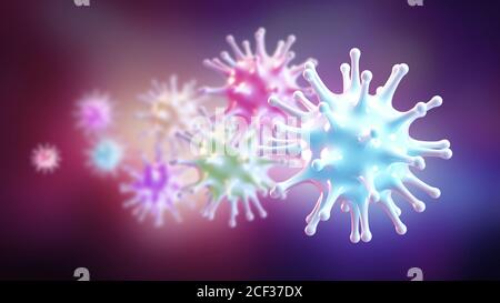 Cambiare e mutare il patogeno del virus - illustrazione 3d Foto Stock