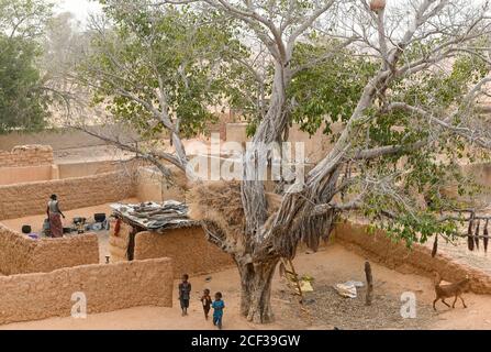 NIGER, Maradi, villaggio Dan Bako, case di argilla della casa / Haeuser aus Lehm Foto Stock