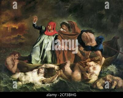 Delacroix Eugène - Dante et Virgile 2 (Il Barque di Dante) - Scuola Francese - XIX secolo Foto Stock