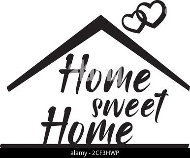 Logo del bene immobile e HOME SWEET HOME. Icona contorno vettore. Illustrazione Vettoriale
