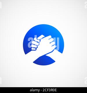 Segnale vettoriale, simbolo o icona Bro Handshake Abstract. Amici, Partner o Fratelli Hand Shake incorporato in un concetto di cerchio. Illustrazione Vettoriale