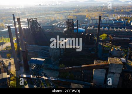 Vista aerea della chiusura di un impianto metallurgico in Vitkovice (Ostrava). Repubblica ceca Foto Stock