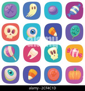 Elementi di design icona Halloween. Collezione di simboli di Halloween. Illustrazione Vettoriale