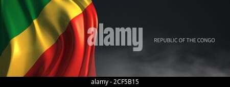 Repubblica del Congo Bandiera con sfondo scuro. Bandiera 3d rendering dei paesi africani. Foto Stock