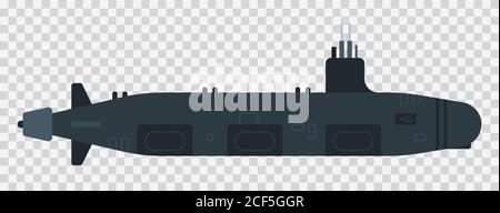 Icona piatta vettore illustrazione sottomarino diesel isolata Illustrazione Vettoriale