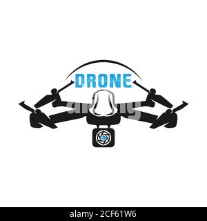 Logo del quadrocopter del drone. Icona di illustrazione vettoriale semplice della zona di volo. Pittogramma . Illustrazione Vettoriale
