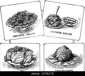 . Il libro cuoco di scienza nazionale standard. Tali composti seguono: 430. MAITRE DHOTEL BURRO. Tritare 1 cucchiaino di prezzemolo, 1 cucchiaino di dragoncello, 1 di chervilfine e mescolare con 1 oz. Di burro; 1 cucchiaino di succo di limone e un pizzico di sale e pepe. Tenere su ghiaccio. 431. BURRO DI ARAGOSTA. Prendere l'arrosto bollito (uova) e corallo di un'aragosta. Lavare e asciugare, libbra in un mortaio e lavorare in una pasta con doppio quantitativo di burro. Strofinare il setaccio fine e mantenerlo in luogo fresco. Lo stesso vale per i gamberetti bolliti e le acciughe. Il burro può anche essere lavorato in pasta con succo di limone, formaggio grattugiato, con papr Foto Stock