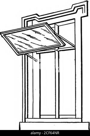 . L'illuminazione delle scuole; un manuale per consigli scolastici, architetti, sovrintendenti e insegnanti. (b) riflettori.- i riflettori sono stati anche molto vantaggiosamente in scuole tedesche, tagliando fuori del sole o della luce del cielo e gettandolo sul soffitto. Essi sono descritti come segue e sono illustrati nel taglio allegato. (Vedere Fig. 27.) Esso è costituito da una lastra di vetro leggermente ondulata rivestita in argento e fissata alle finestre ad un angolo di circa 45°. L'ondulazione aumenta la superficie di riflessione e assicura una migliore distribuzione della luce. Lo strato di argento, che Foto Stock