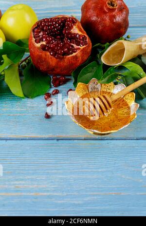 Jewish Rosh Hashanah o concetto di Capodanno. Cibo tradizionale. Foto Stock