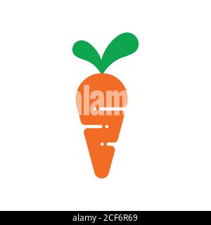 vettore del logo del simbolo di disegno della carota della lettera Illustrazione Vettoriale
