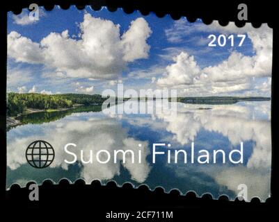 Francobollo dalla Finlandia nel suono del silenzio - Seasons of Finnish Nature series pubblicato nel 2017 Foto Stock
