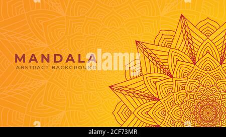 Illustrazione di lusso di Mandala Art Vector. Design con contorni splendidi. Modello di progettazione di sfondo astratto. Tema colore Maroon arancione Illustrazione Vettoriale