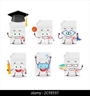 Studente scolastico di gradi cartoni animati carattere con varie espressioni Illustrazione Vettoriale