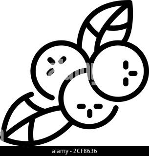 Icona rowan naturale, stile contorno Illustrazione Vettoriale