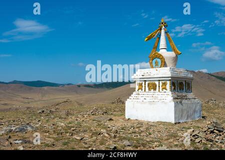 KHARKORIN, MONGOLIA - Stupa a Kharkhorin (Karakorum), Mongolia. Karakorum fu la capitale dell'Impero Mongolo tra il 1235 e il 1260. Foto Stock
