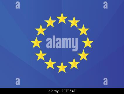 Logo della bandiera del vettore dell'Unione europea. Euro Global business, sport o simbolo di politica. Bandiera creativa in vetro colorato. Concetto di background per le vacanze. Illustrazione Vettoriale